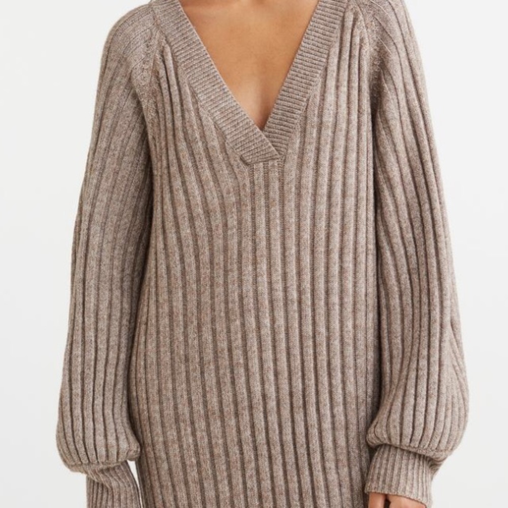 H&M beige melange rib-knit dress NWT Size XXL - Picture 4 of 5